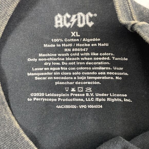 ACDC Band T Shirt XL Highway to Hell Faded Black Cropped Raw Hem Grunge - Picture 4 of 9